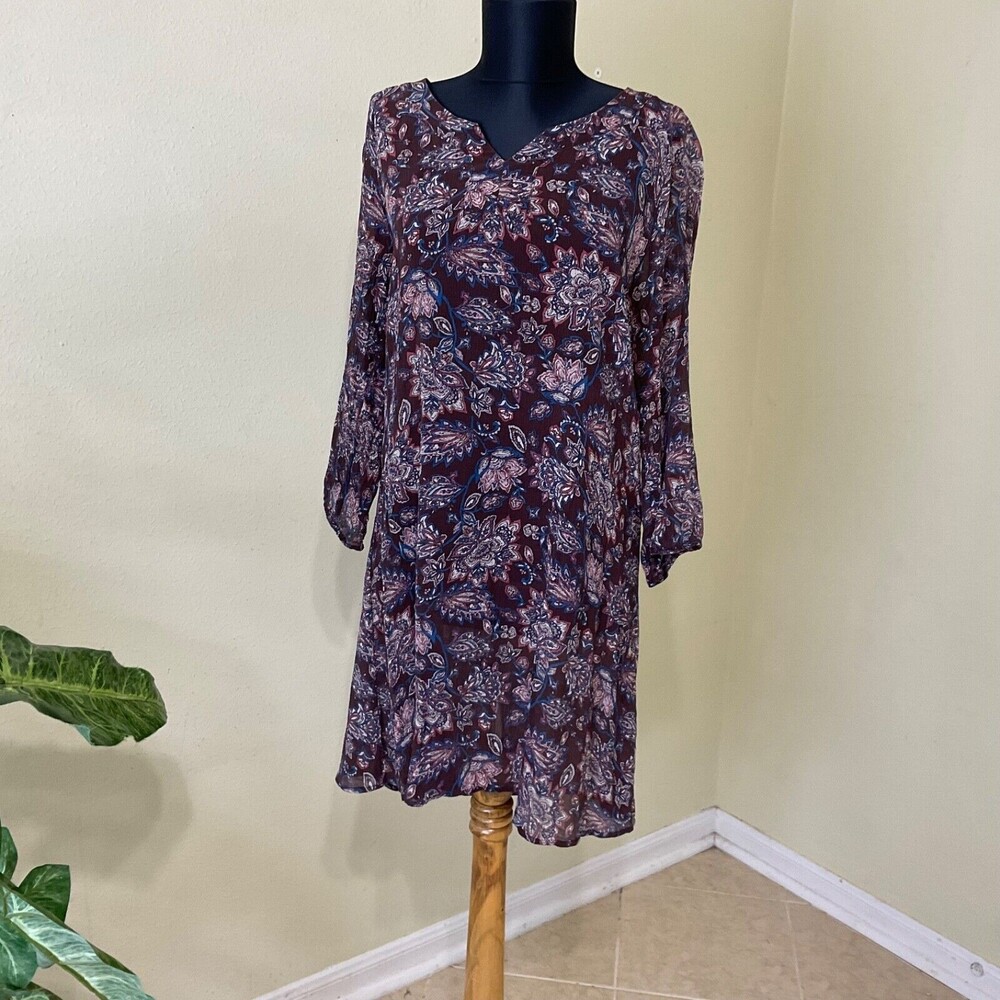 Garnet Hill 100% Silk Floral Printed Dress Womens size 6 w/o lining.
